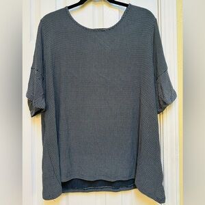 LC Lauren Conrad Navy & White Striped Short Sleeve Top